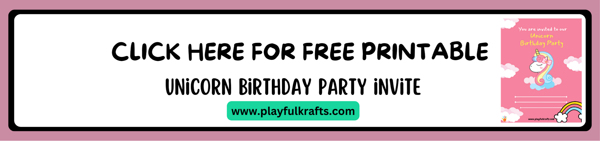 Unicorn Birthday Invitation Card (Free Printable) - Playful Krafts